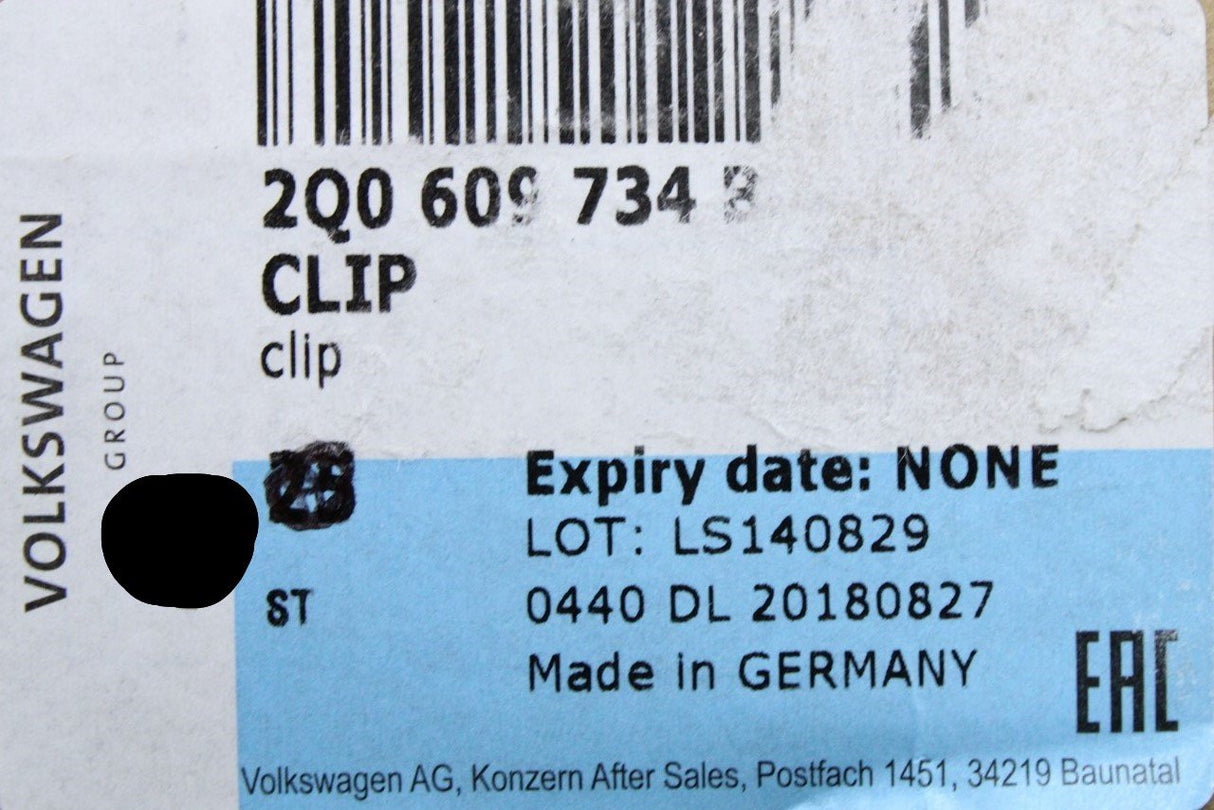 VW Polo AW Audi A1 SEAT Ibiza Skoda Scala brake cable clip 2Q0609734B