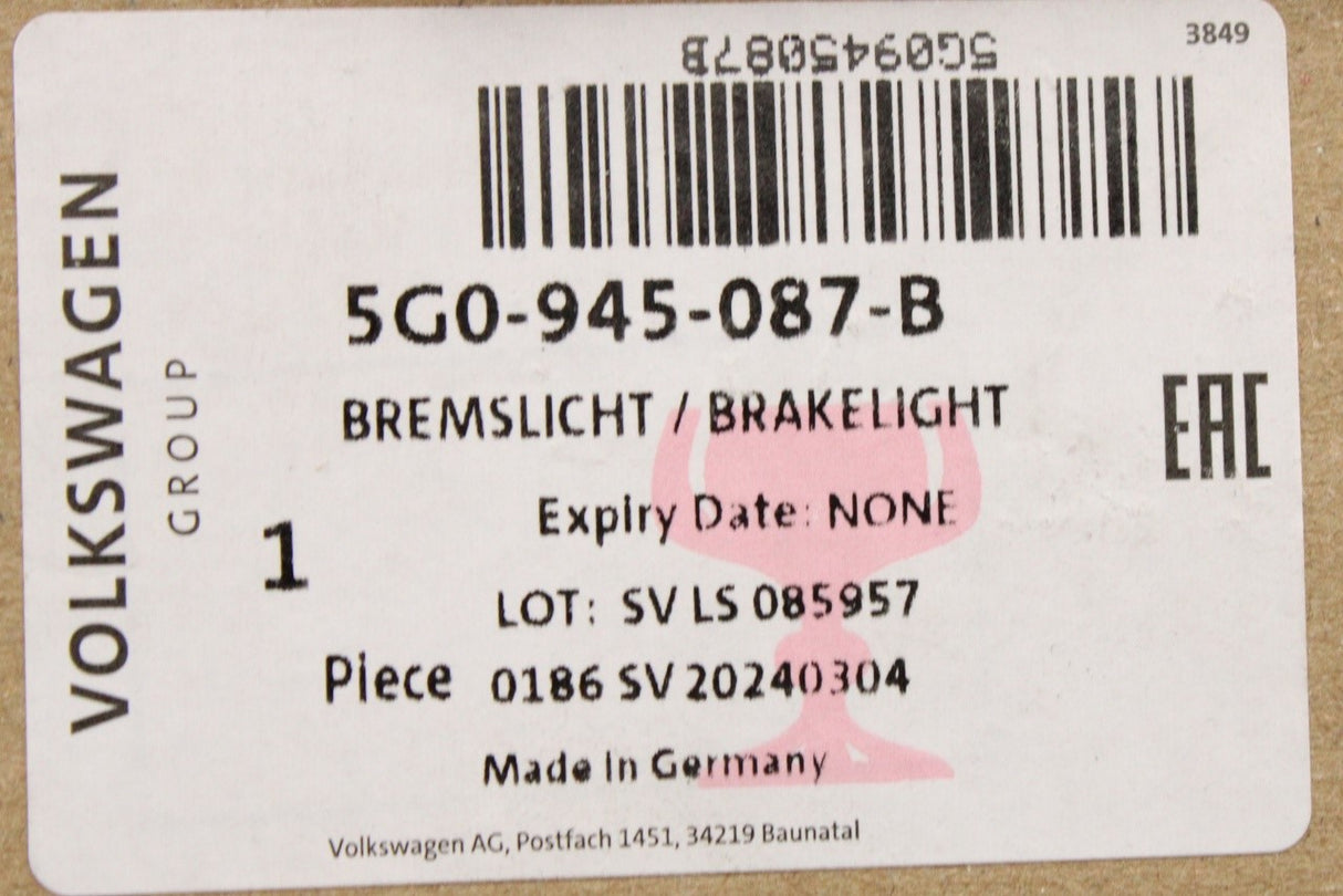 VW Golf Polo Tiguan SEAT Tarraco 09-on high level brake light 5G0945087B