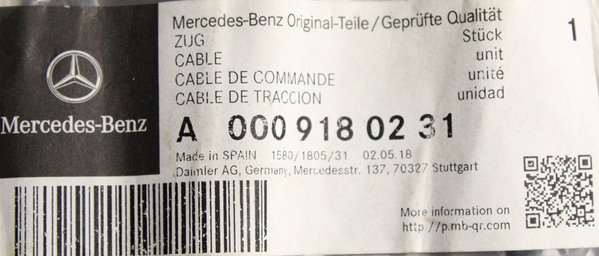 Mercedes-Benz release cable A0009180231