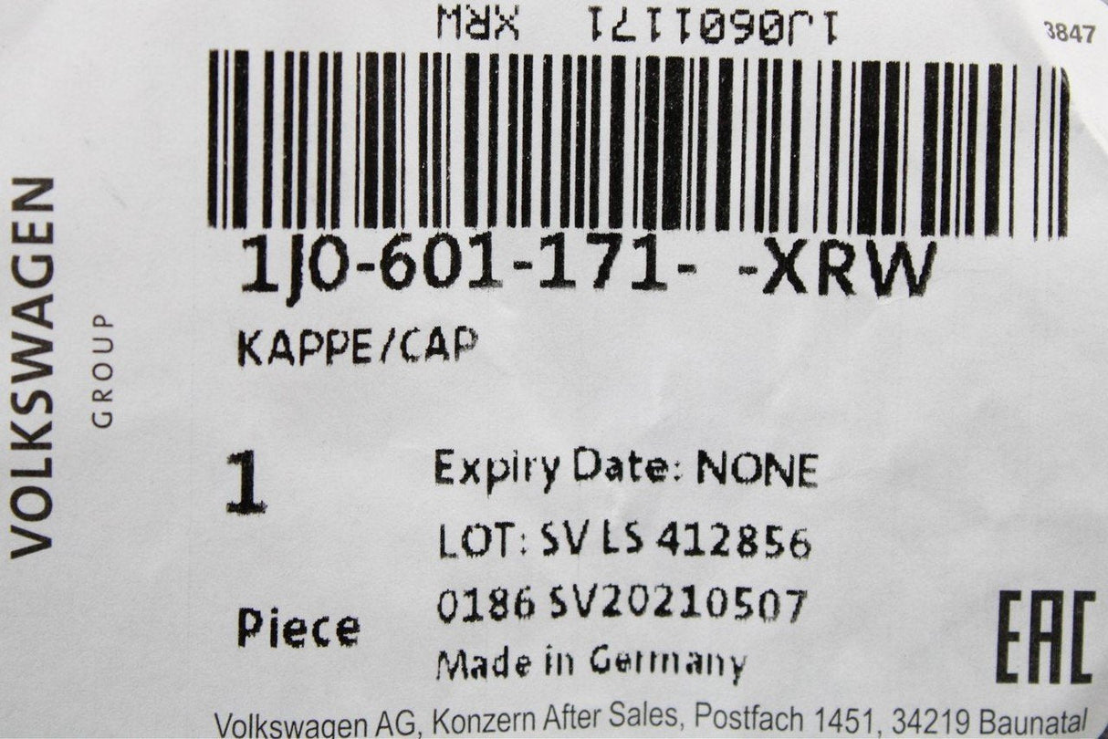 VW Beetle Polo UP! Fox single alloy wheel centre cap (x1) 1J0601171 XRW