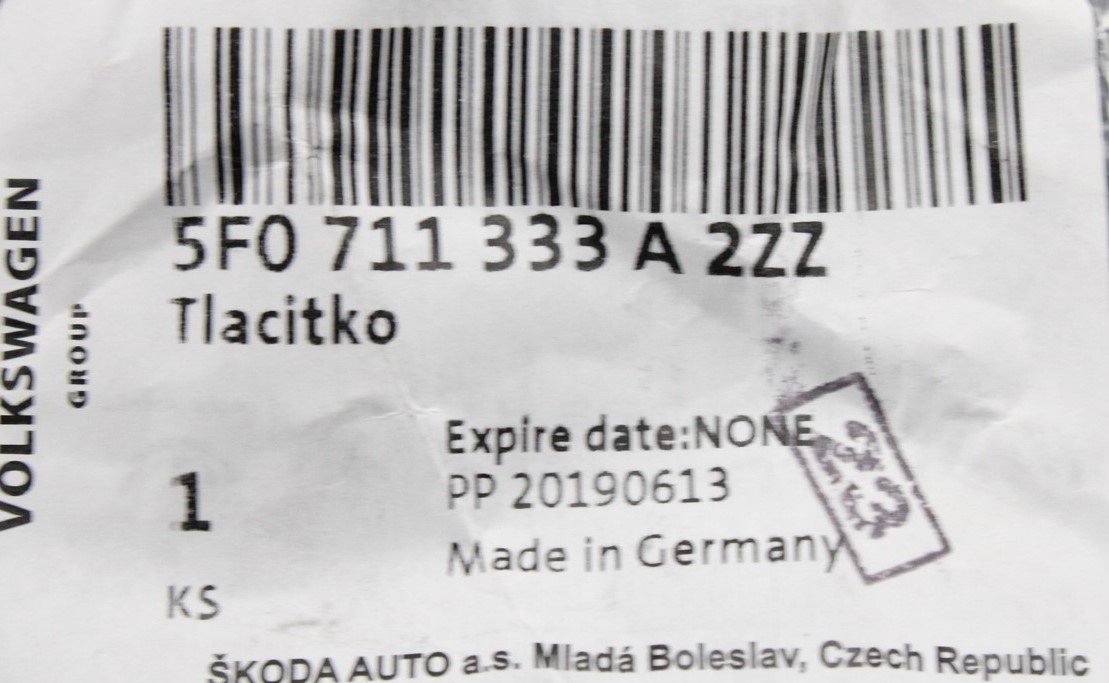 SEAT Leon Skoda Octavia 13-20 handbrake push button 5F0711333A 2ZZ