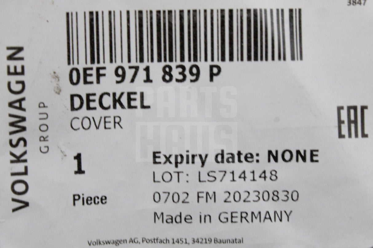 Audi e-tron 2019-2023 electric drive housing cover panel 0EF971839P