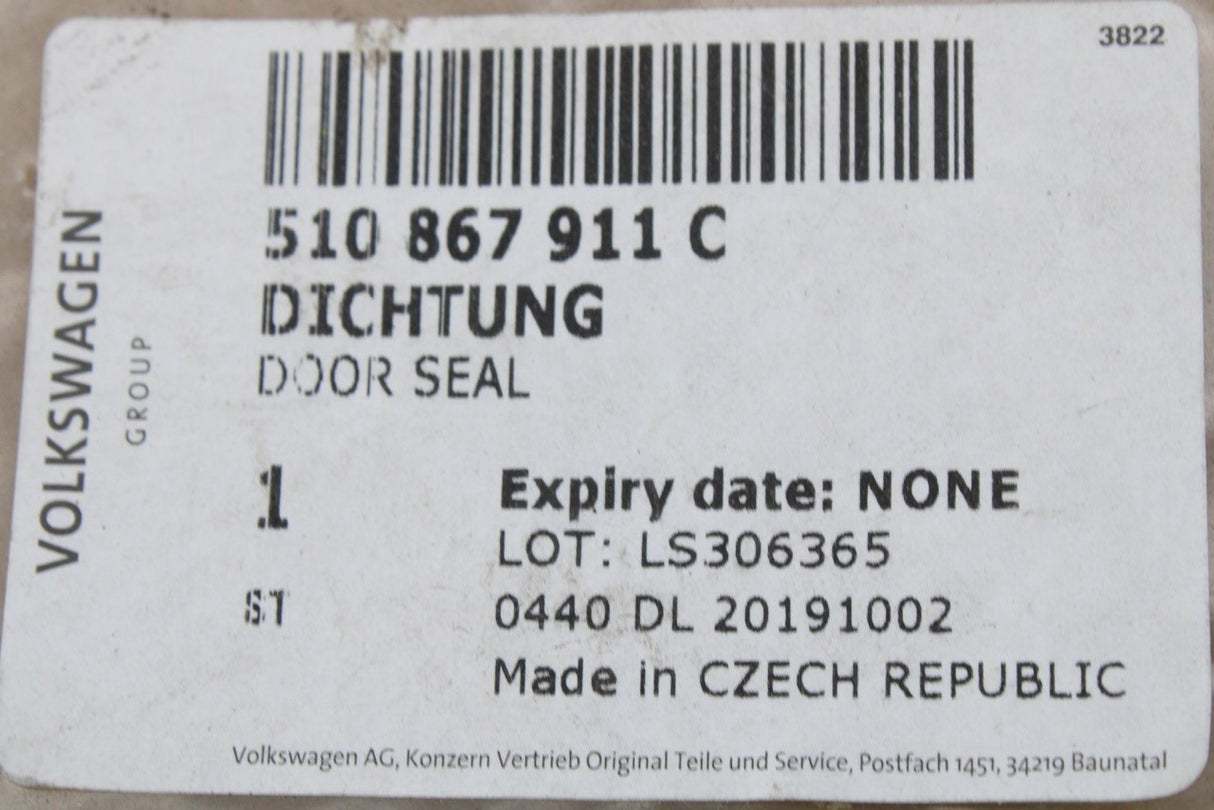Golf Sportsvan 2014-2020 front inner door seal (left) 510867911C