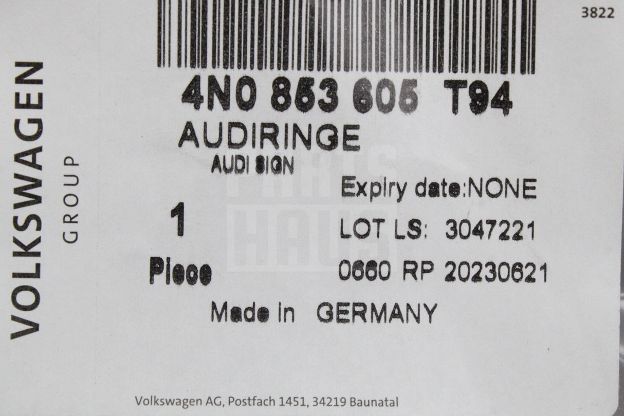 Audi Q8 RSQ8 A8 S8 front grille badge emblem gloss black 4N0853605 T94