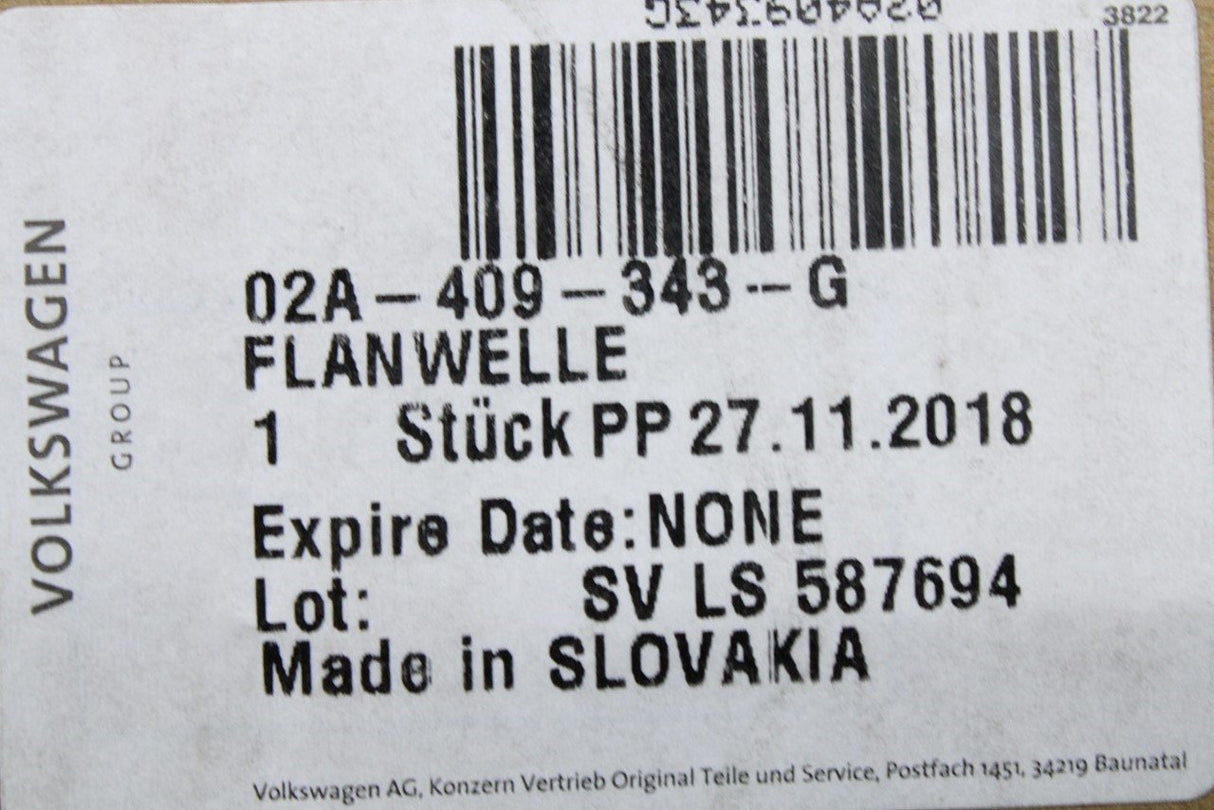 VW Audi Skoda SEAT rear differential flanged shaft 02A409343G