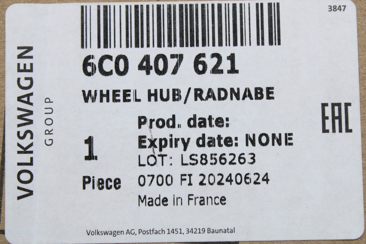 VW Polo Audi A1 A2 Skoda Fabia SEAT Arona front wheel bearing (x1) 6C0407621