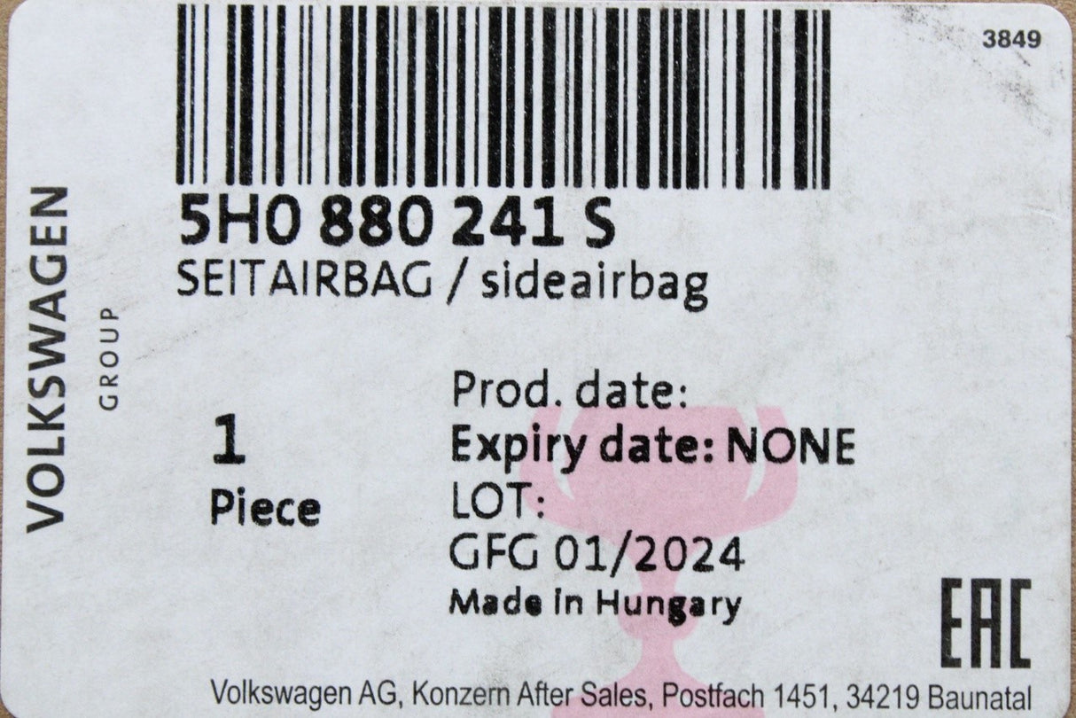 VW Golf MK8 2020-on ID.3 2020-on side airbag (left) 5H0880241S