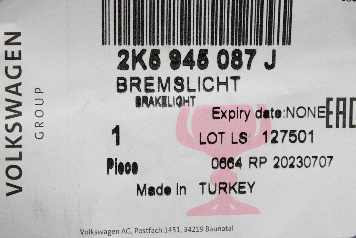 VW Caddy 2016-21 brake light with washer jet (tailgate) 2K5945087J