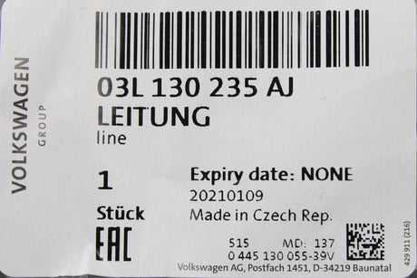 VW Transporter T5.1 T6 2.0 TDI fuel overflow return line 03L130235AJ