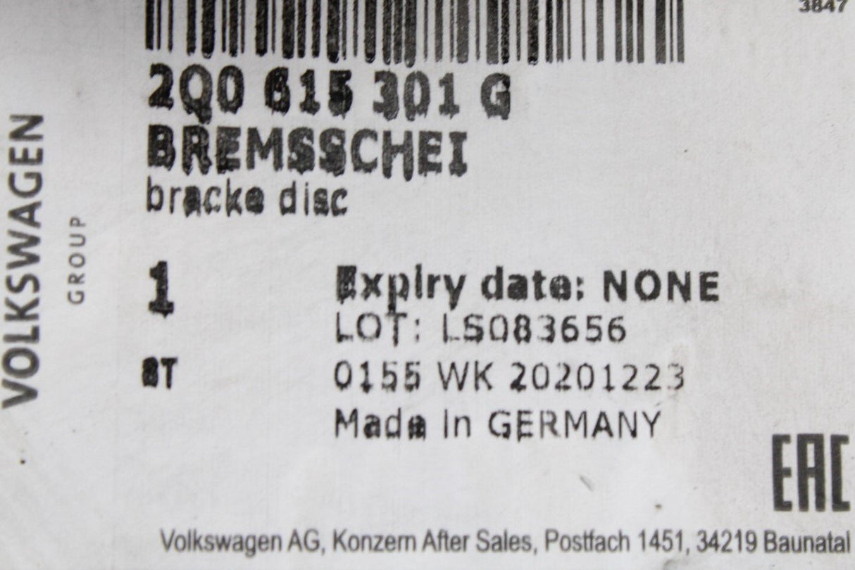 VW Polo AW Audi A1 Skoda SEAT brake discs pair 256x22 (front) 2Q0615301G