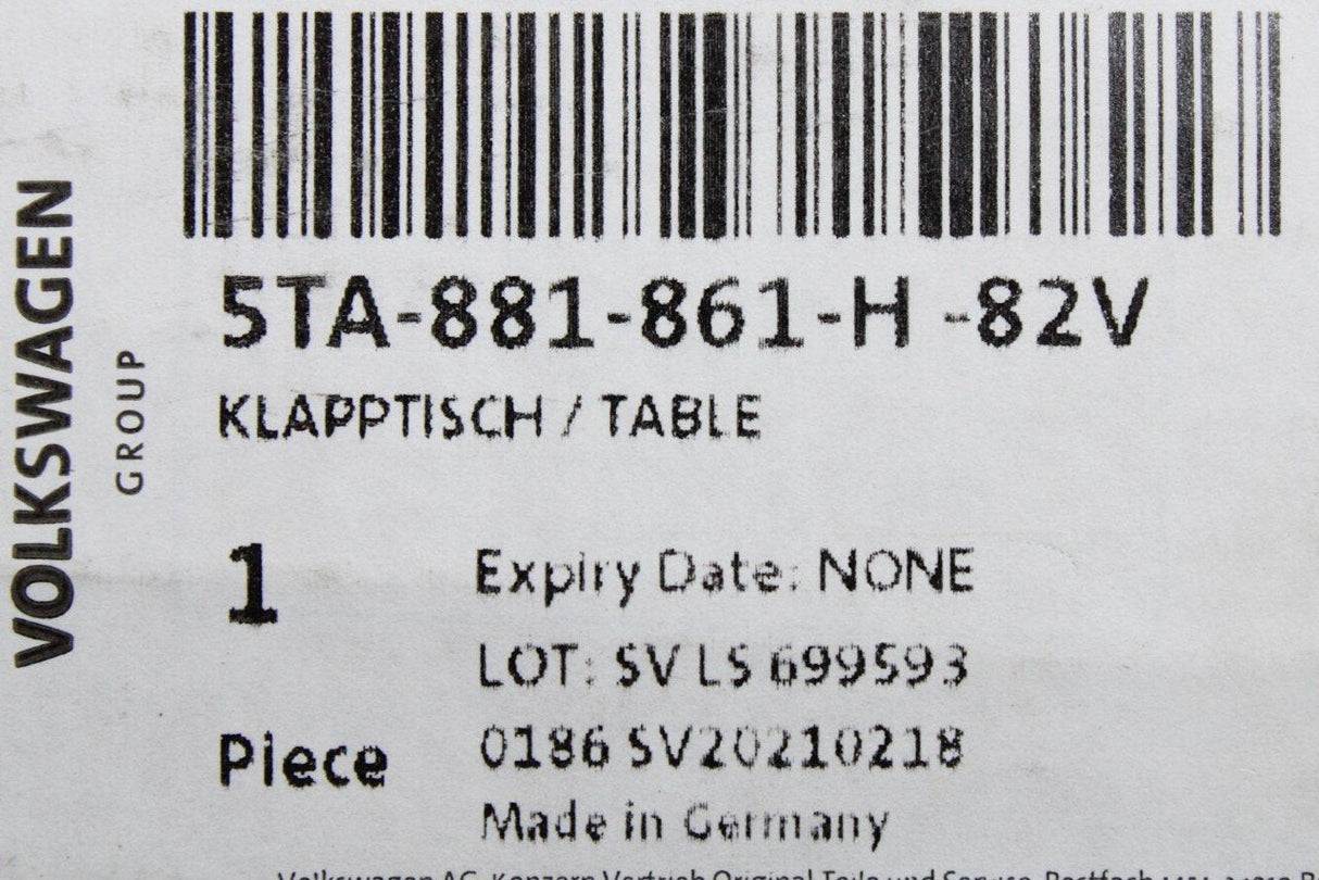 VW Tiguan Touran seat backrest folding table (left) 5TA881861H 82V
