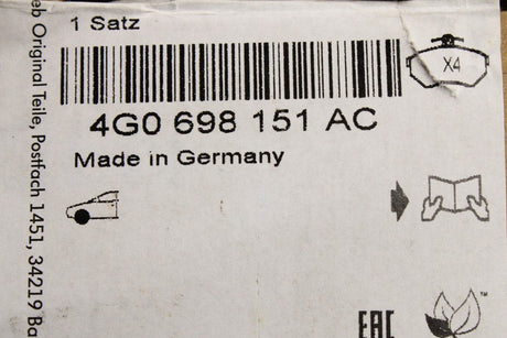 Audi RS6 RS7 2013-2018 brake pads (front) 4G0698151AC