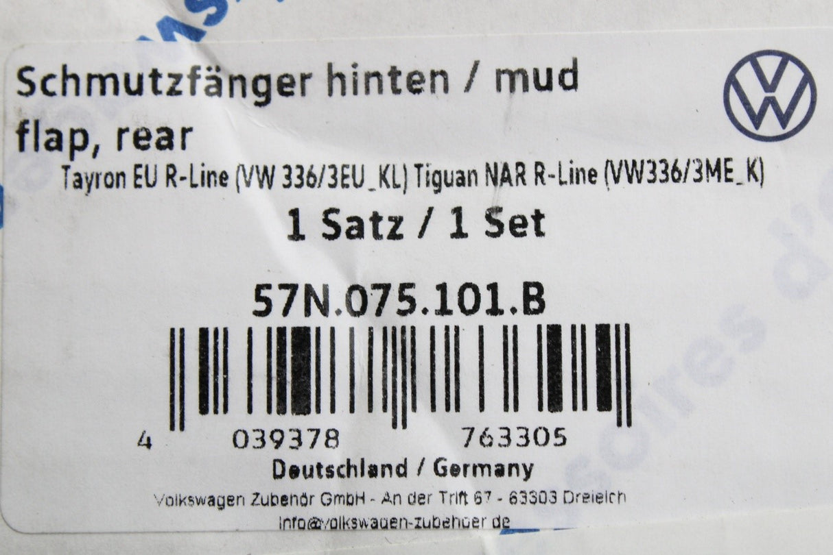 VW Tayron R-Line 2025-on mud flaps (front & rear) 57N075111B / 57N075101B