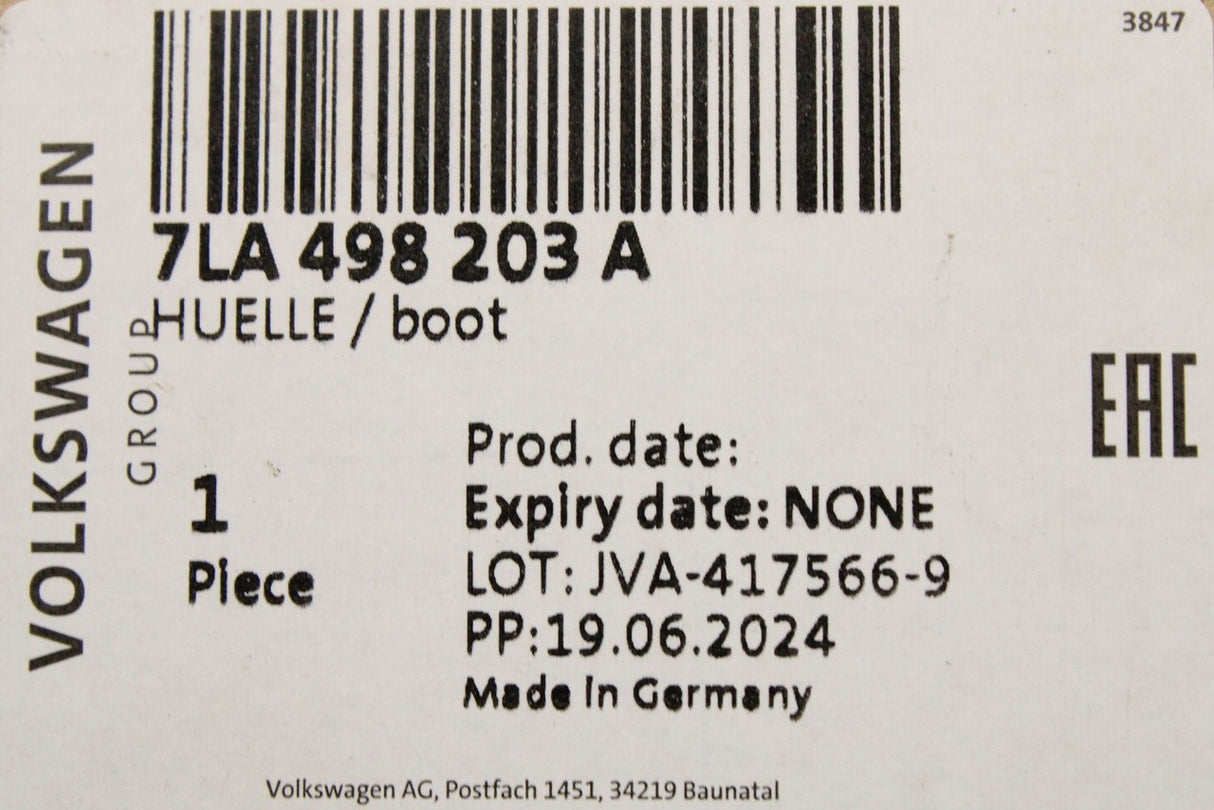 VW Transporter T6.1 20-on Multivan CV joint boot kit (outer) 7LA498203A
