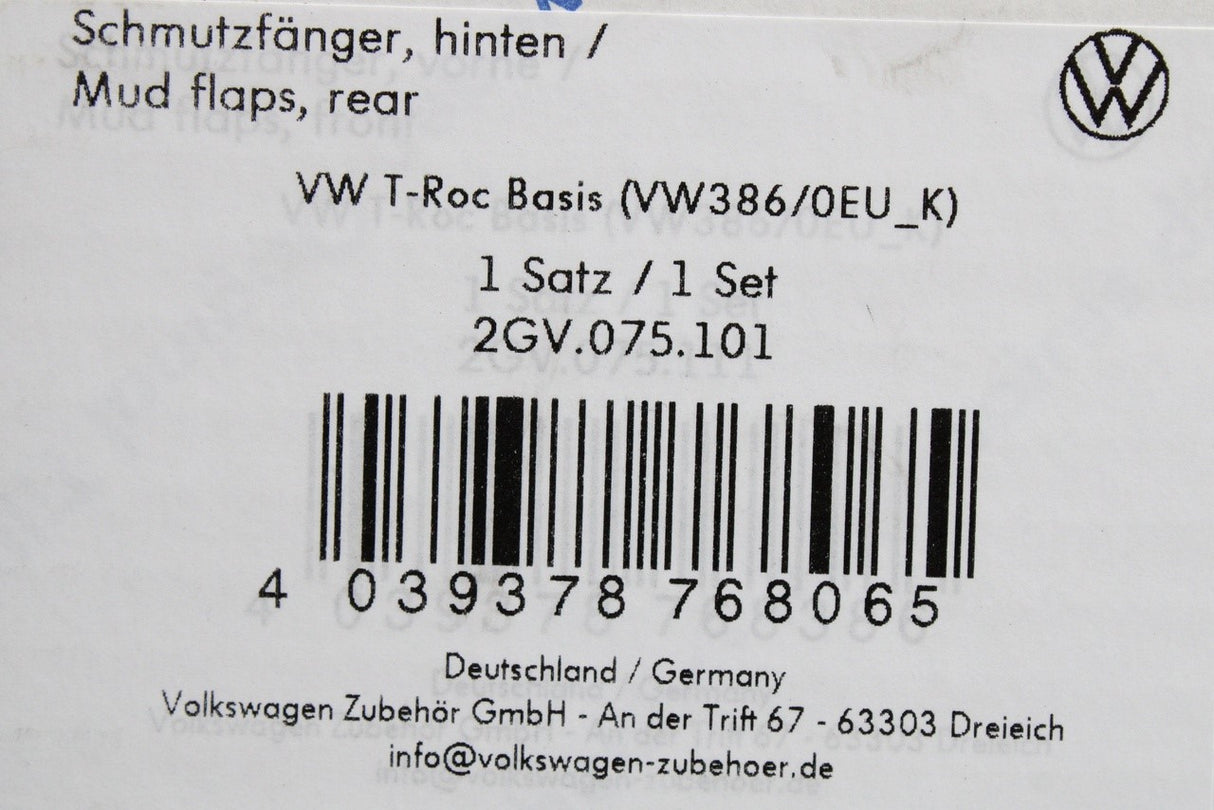 VW T-Roc 2026-on mud flaps (rear) 2GV075101
