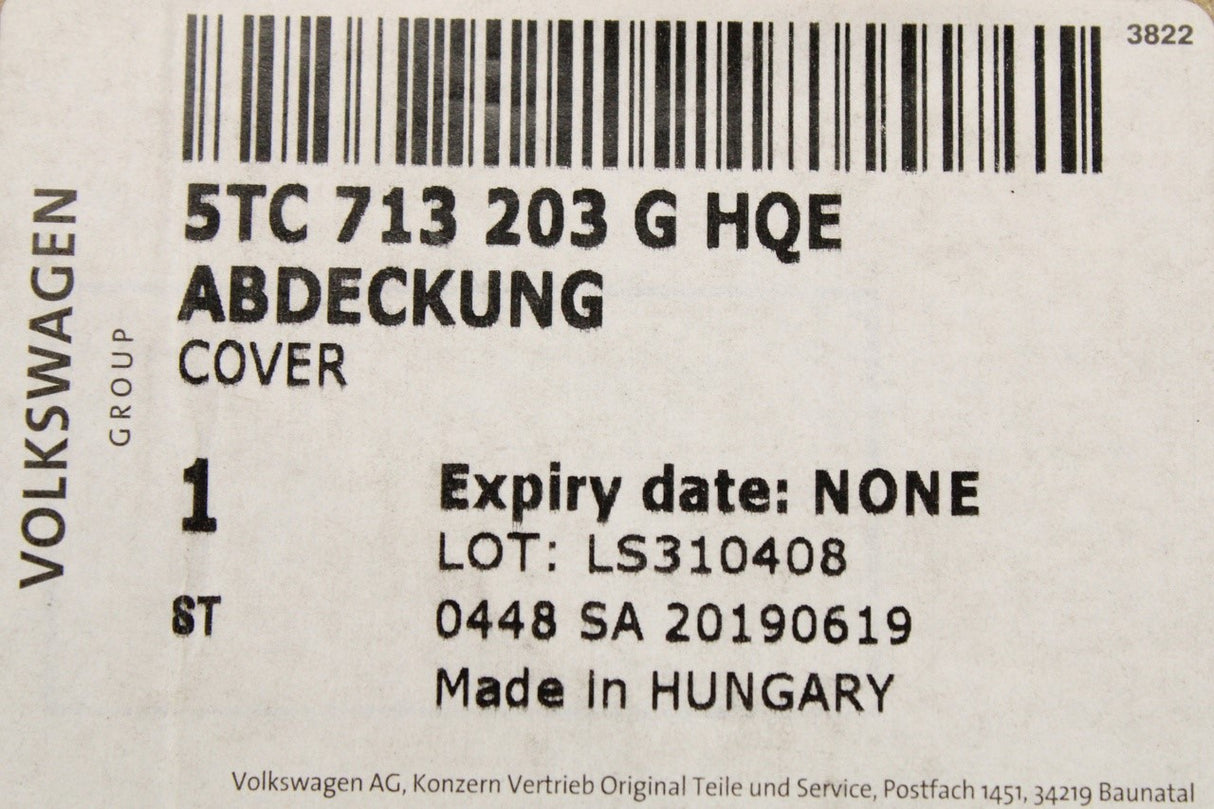 VW Touran 2017-on RHD gear stick shift cover (automatic) 5TC713203G HQE