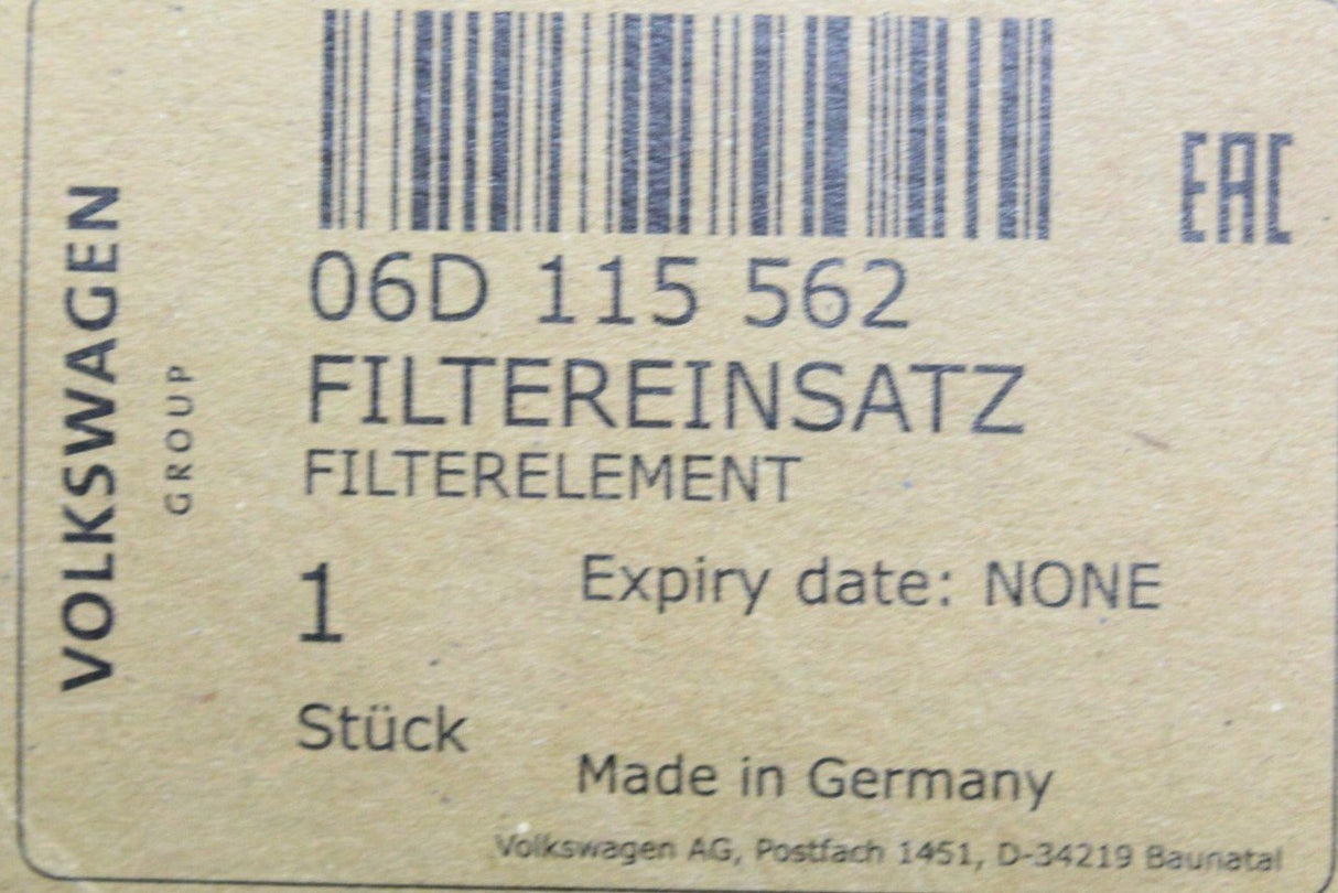 VW Audi Skoda SEAT 2.0 TSI TFSI oil filter element 06D115562