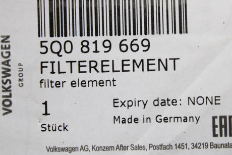 VW Golf MK7 Audi A3 TT Skoda SEAT cabin pollen filter 5Q0819669