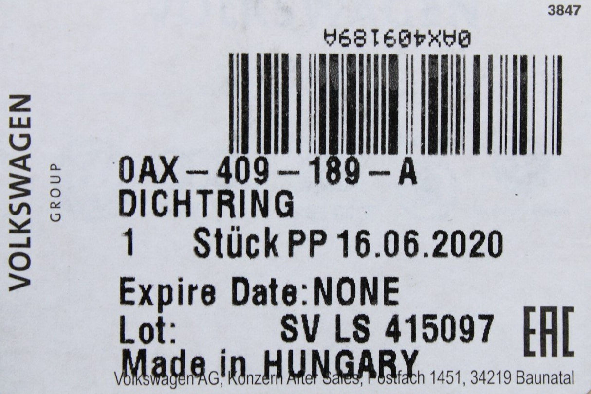 VW Crafter Transporter T6.1 MQ500 Gearbox seal ring 42x72x8mm 0AX409189A