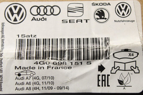 Audi A6 A7 A8 front brake pads for 356mm discs 4G0698151S