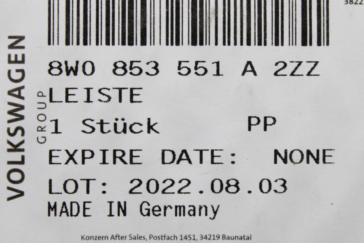 Audi A4 B9 2016-on rear bumper insert trim (chrome) 8W0853551A 2ZZ