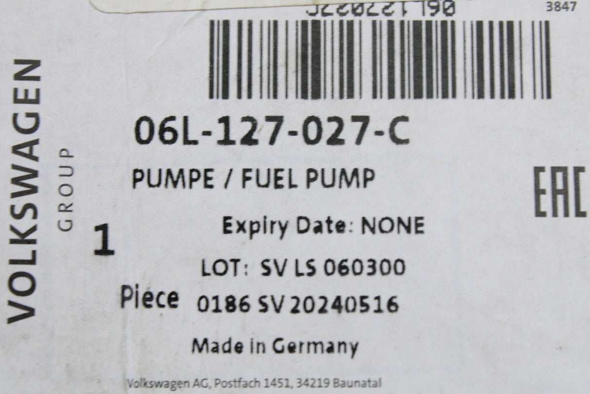 Audi A3 17-on Q2 Q3 19-26 TT 2.0 TSI high pressure fuel pump 06L127027C