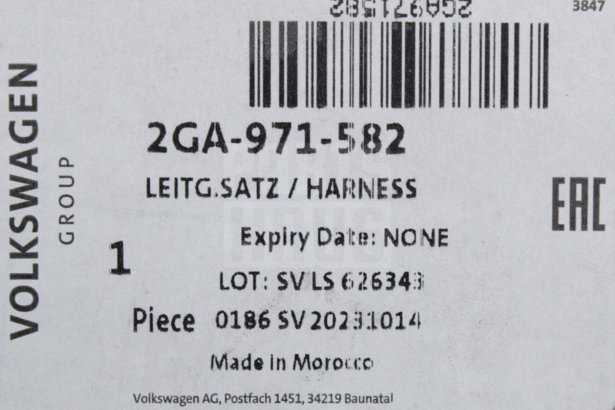 VW Audi SEAT CUPRA seat airbag wiring harness 2GA971582