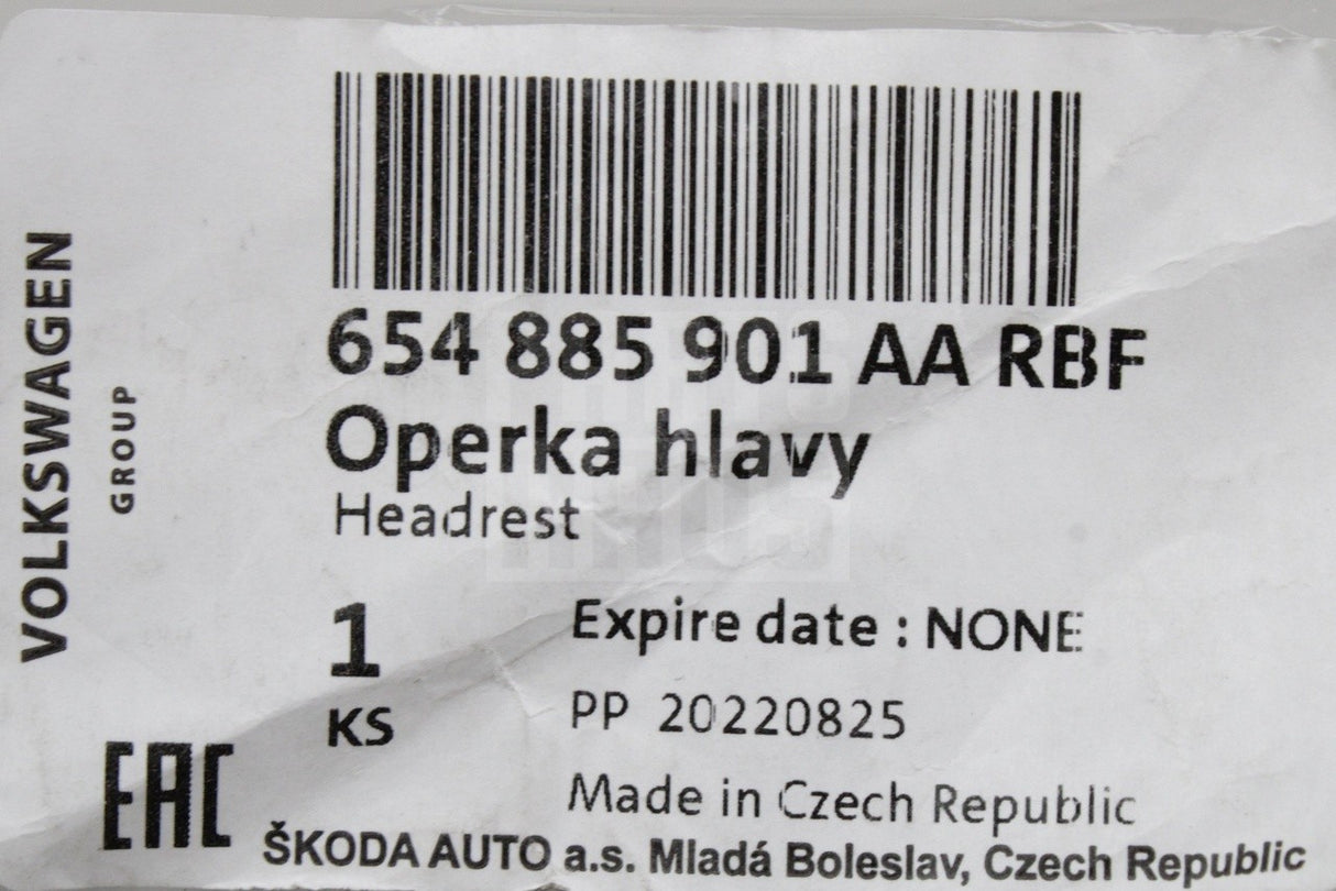 Skoda Kamiq Scala 2019-on rear head rest (left/right) 654885901AA RBF