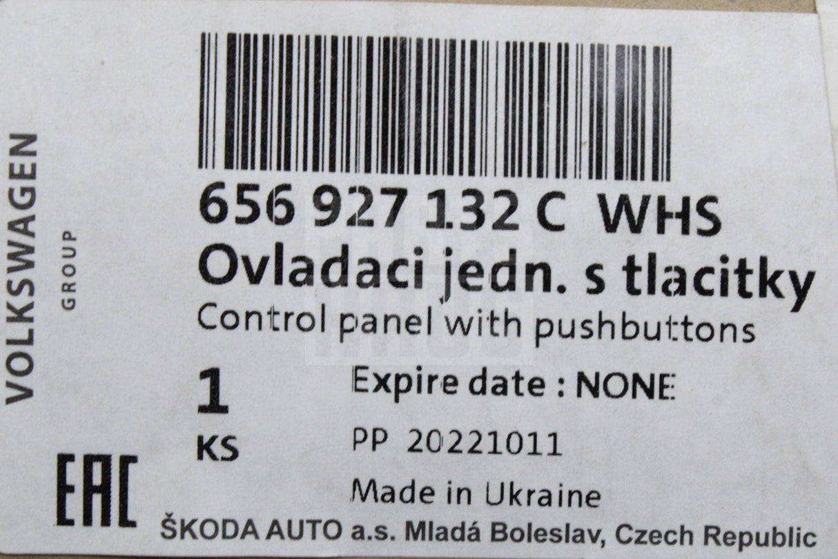Skoda Kamiq Scala 2019-on RHD start / stop switch button 656927132C WHS