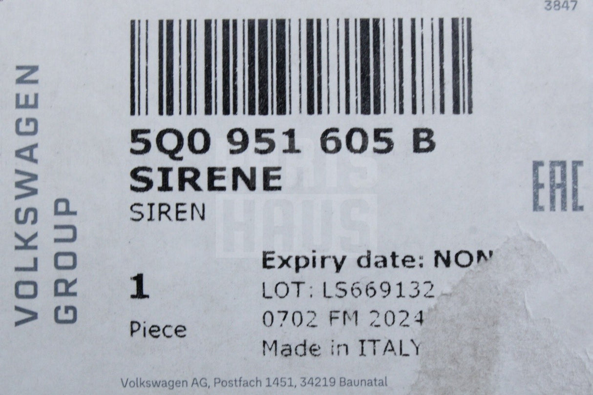 VW Audi Skoda SEAT anti-theft alarm electronic siren 5Q0951605B