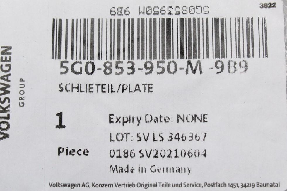 VW Golf MK7.5 R right front bumper air guide closing trim 5G0853950M9B9