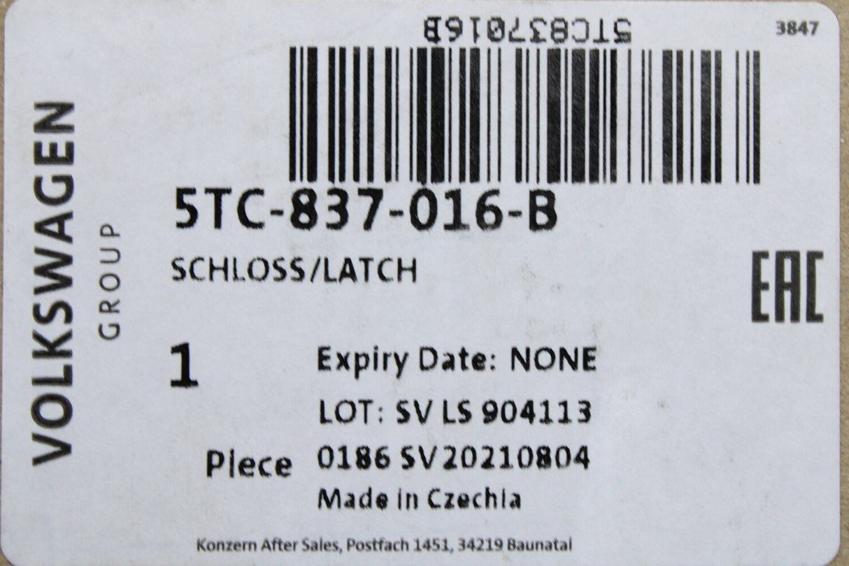 VW Golf Polo Crafter Audi A3 SEAT Leon door lock front right 5TC837016B