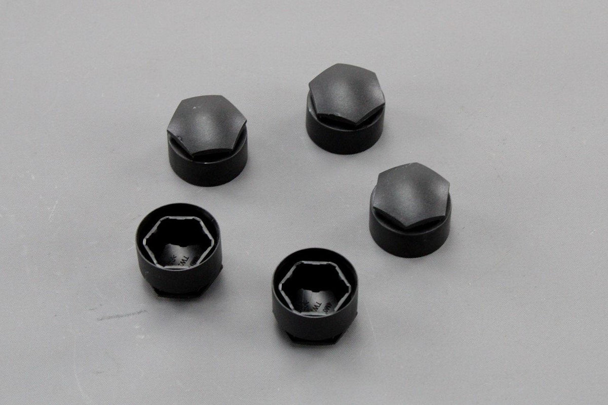 Audi SEAT Alloy wheel nut bolt cover caps x5 (black) 4M0601173B, view 1