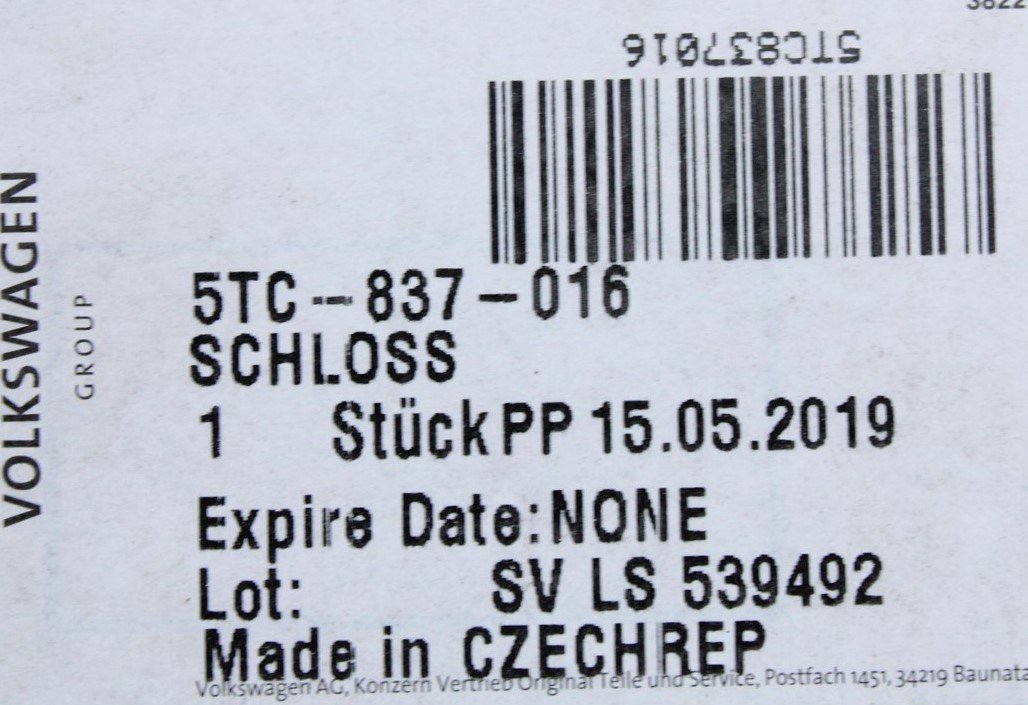 VW Golf Tiguan T-Roc Audi Q3 Skoda SEAT right front door lock 5TC837016