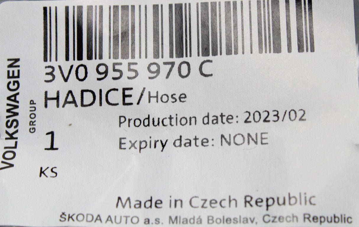 Skoda Superb 2015-on headlight washer hose 3V0955970C