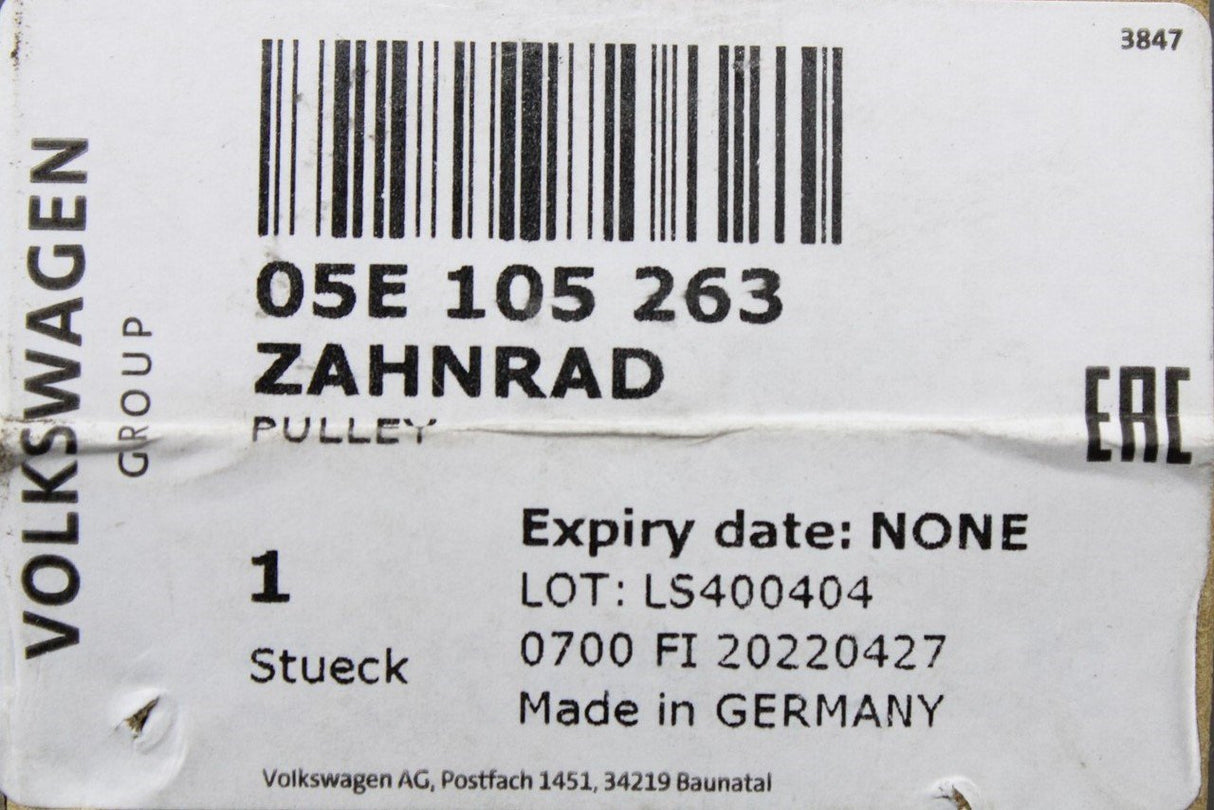 VW Golf Polo Audi A3 Skoda SEAT Toothed belt pulley for 1.5TSI 05E105263