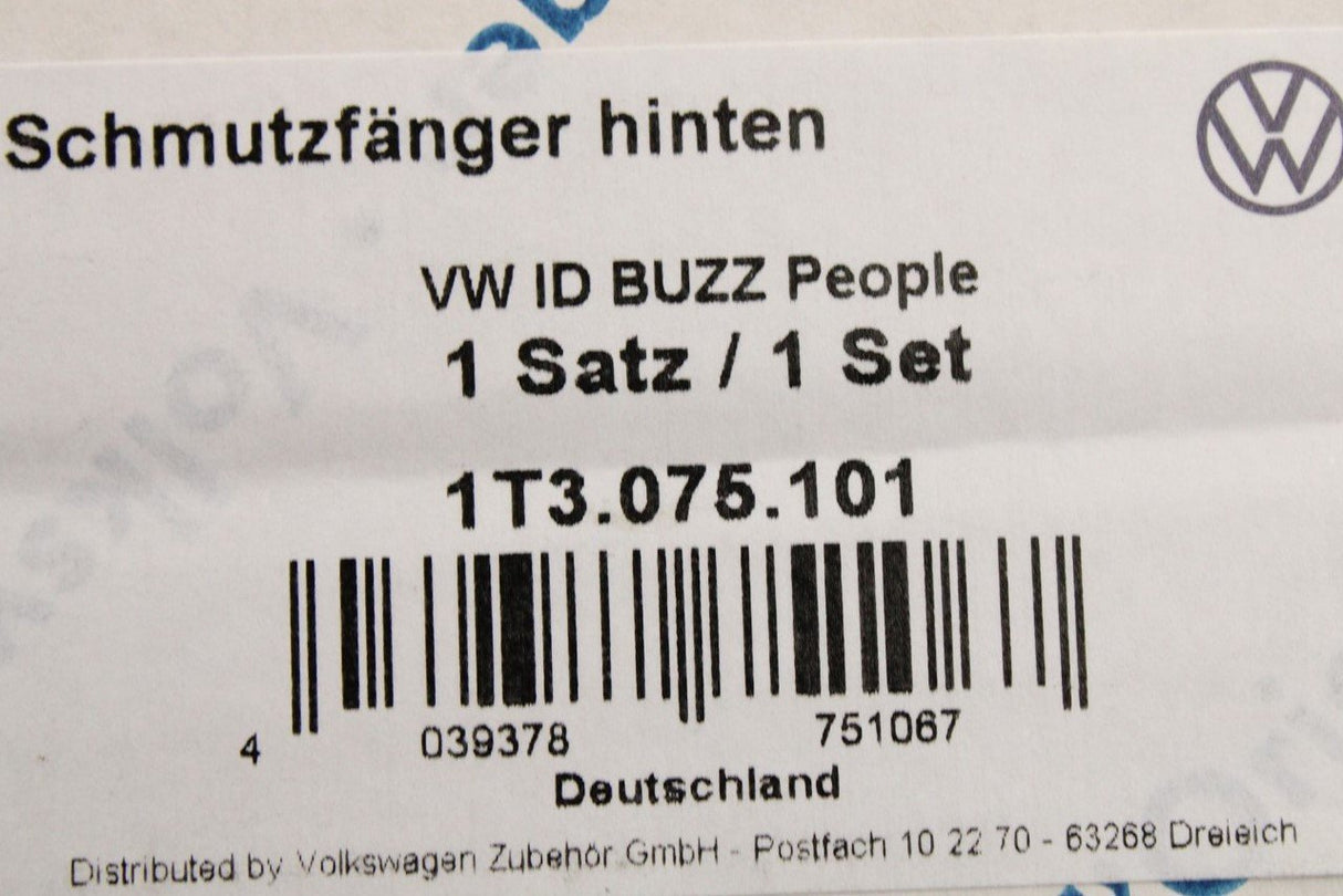 VW ID.Buzz 2022-on accessory mud flaps (front & rear) 1T3075101/111
