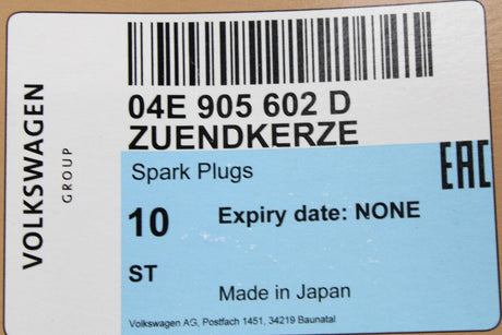 VW Audi Skoda SEAT 1.0 TSI spark plug set (x3) 04E905602D