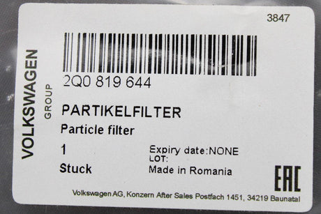 VW Polo T-Cross Audi A1 SEAT Ibiza Arona cabin pollen filter 2Q0819644