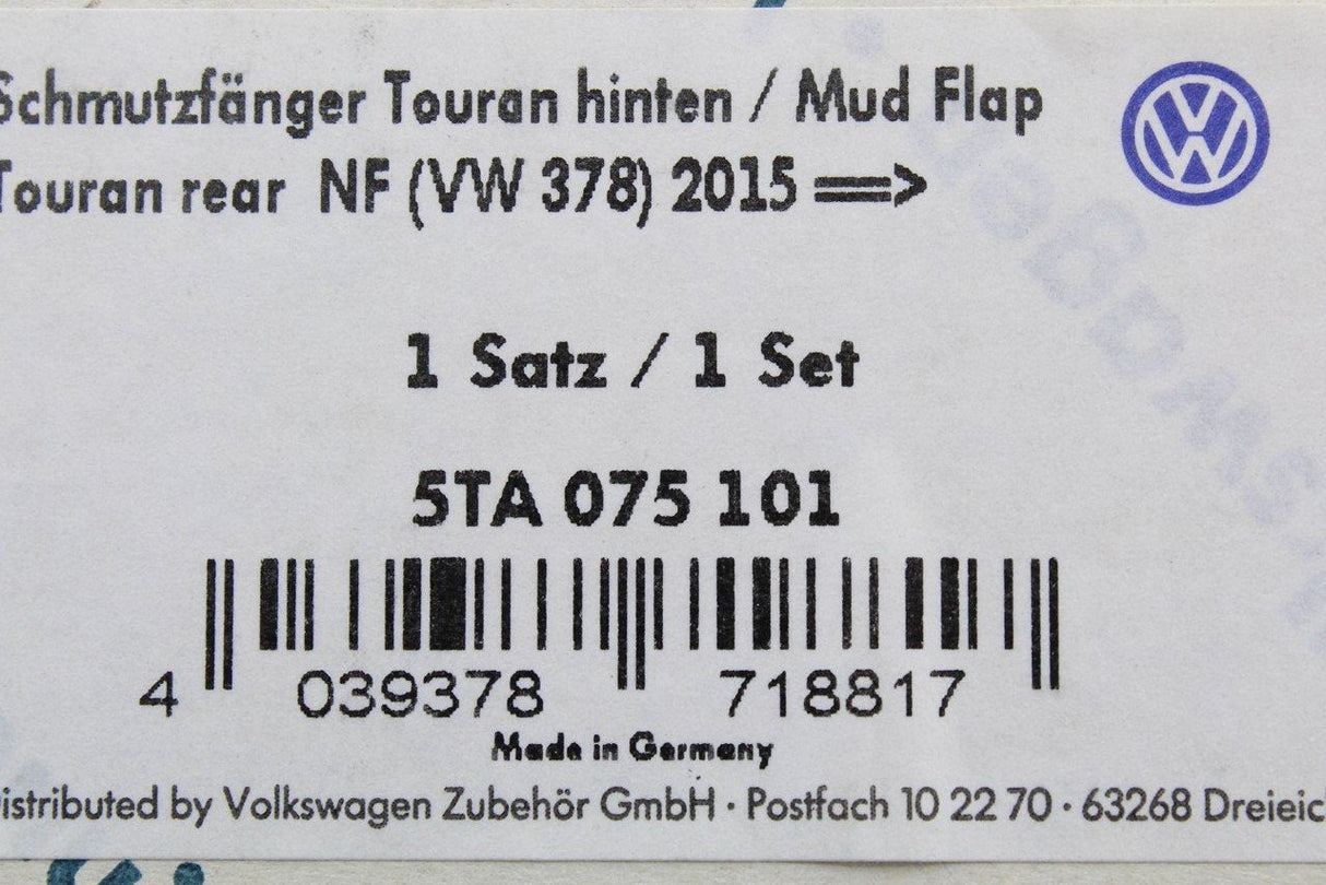VW Touran 2016-on accessory rear mud flaps set 5TA075101