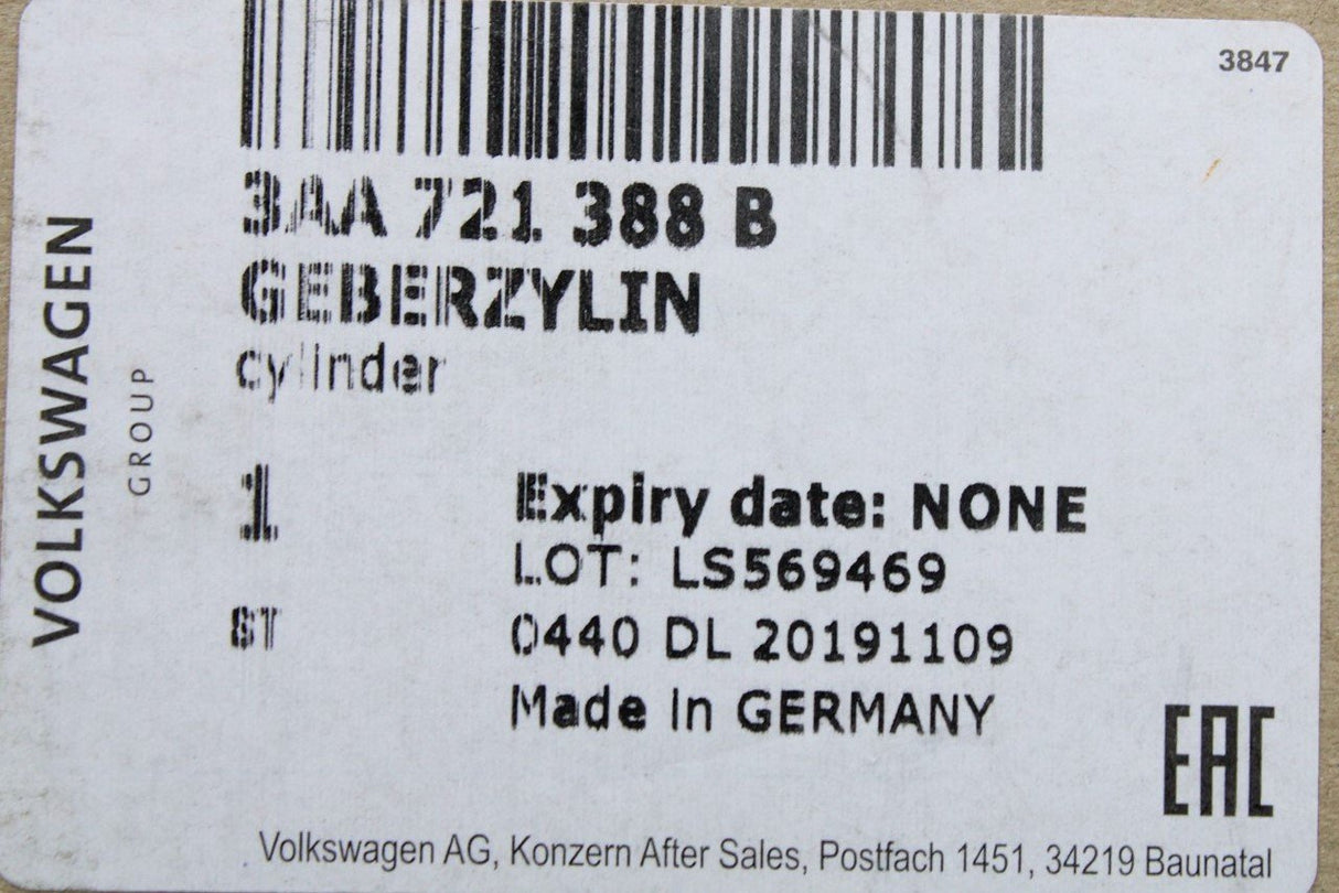 VW Passat 2011-15 CC 2012-17 clutch master cylinder 3AA721388B