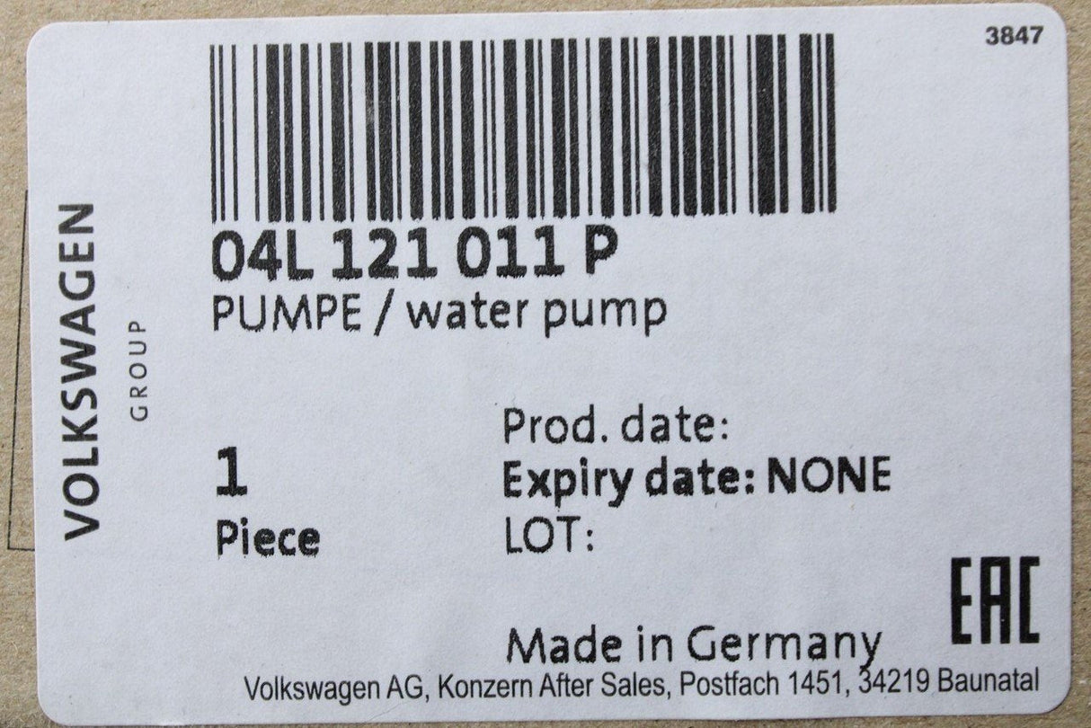 VW Audi Skoda SEAT 1.6 2.0 TDI coolant water pump 04L121011P