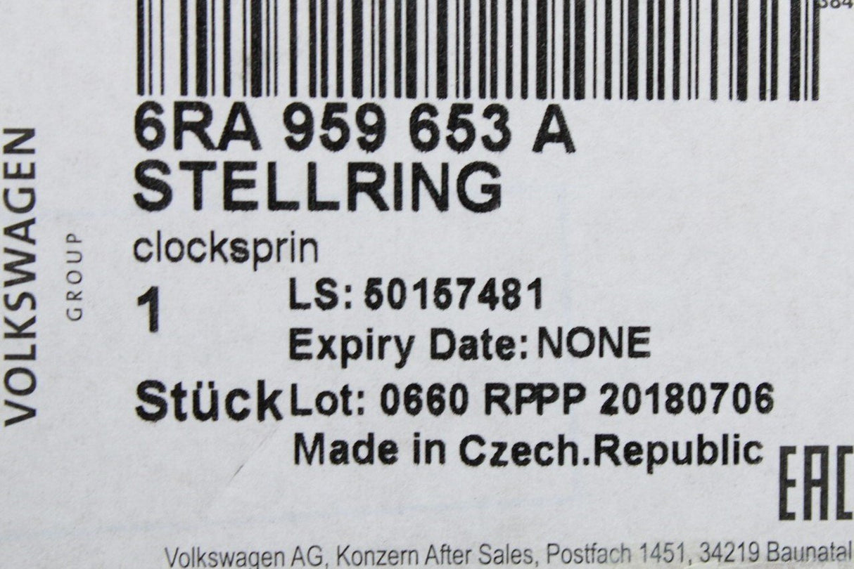 VW Transporter Polo Skoda SEAT clock airbag squib slip ring 6RA959653A