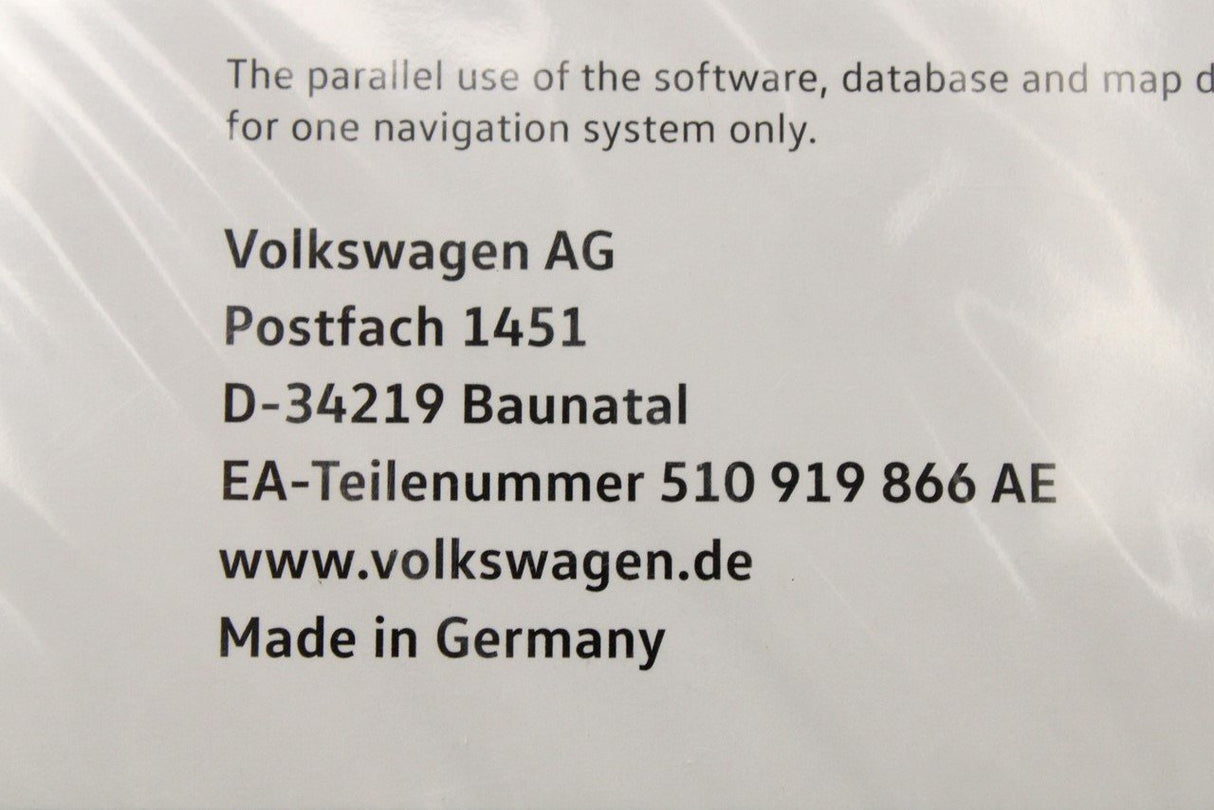VW Discover Pro Navigation DV Europe SD card (V16) 510919866AE
