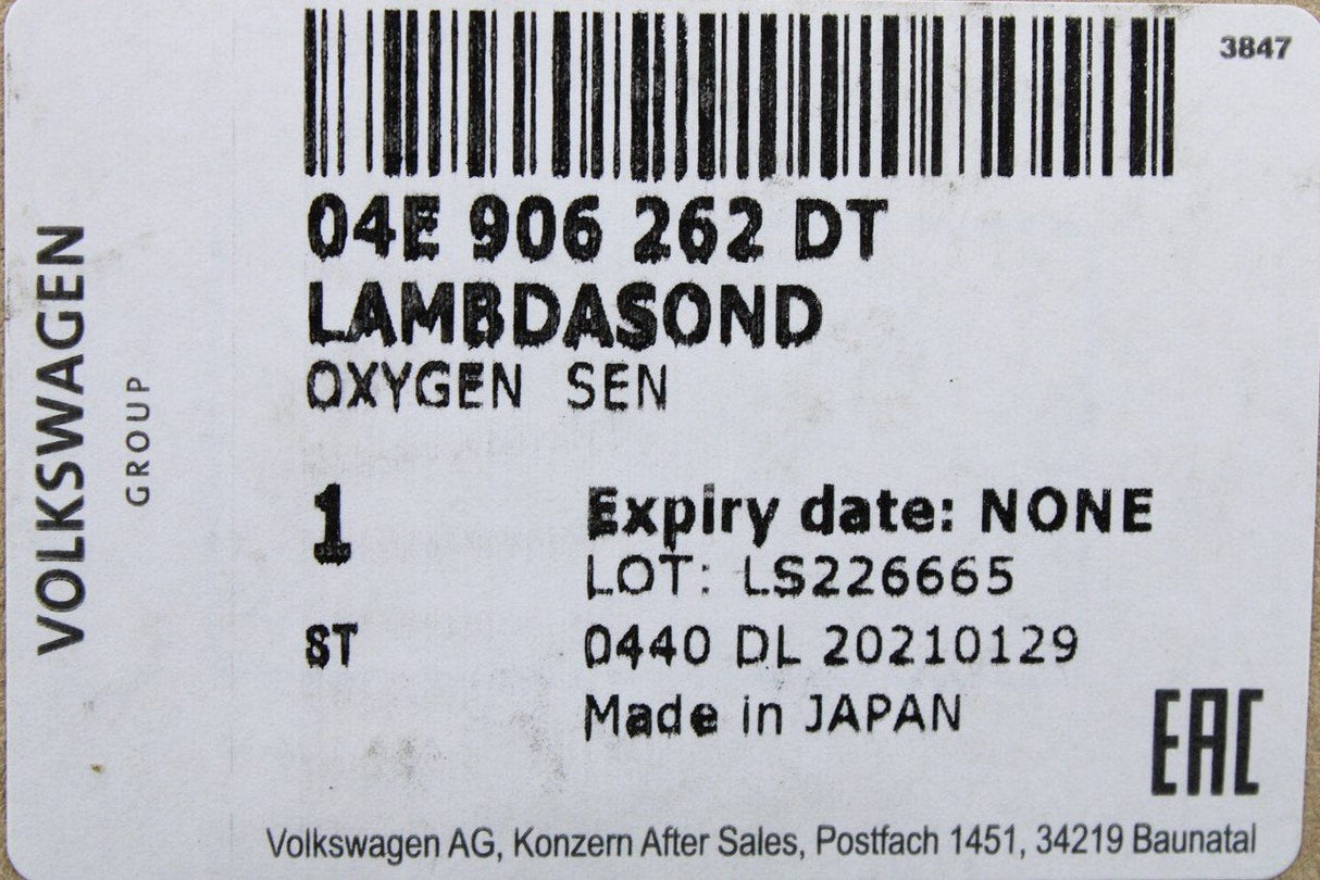 VW Audi Skoda SEAT 1.2 1.4 TSI lambda sensor (post cat) 04E906262DT