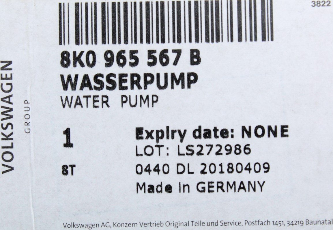 Audi A6 S6 A7 A8 S8 Q7 auxiliary coolant water pump 8K0965567B