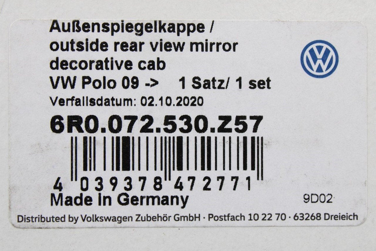 VW Polo 2010-17 Accessory wing mirror caps (carbon optic) 6R0072530 Z57