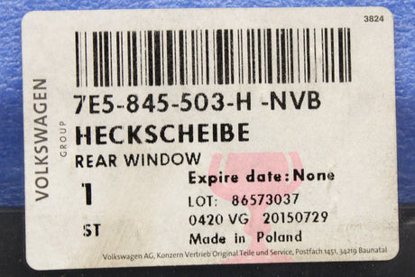 VW Caravelle Cali T6 T6.1 rear window glass (insulated) 7E5845503H NVB