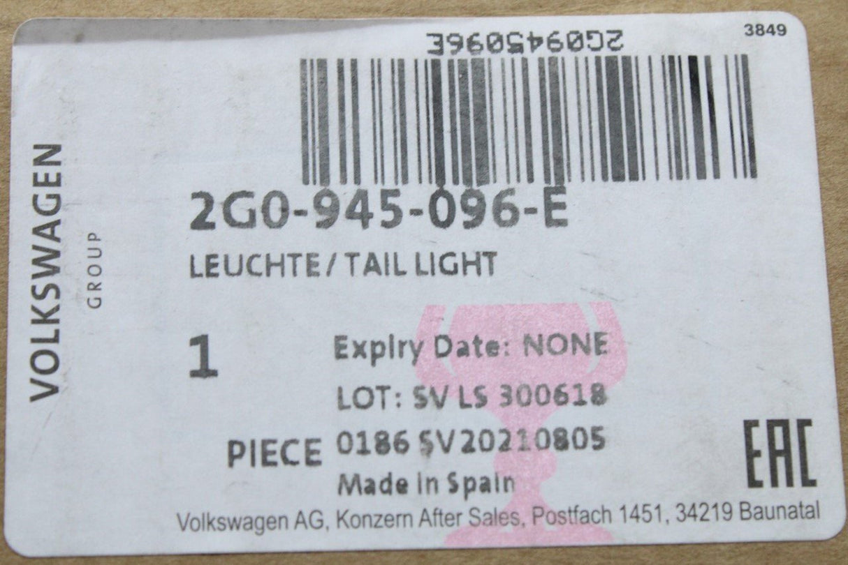 VW Polo AW facelift 2022-on LED tail light (right outer) 2G0945096E