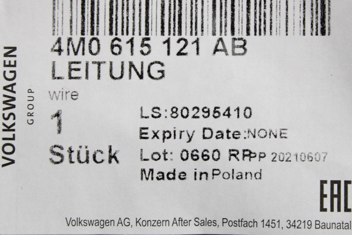 Audi A4 A5 A8 Q5 Q7 Q8 RS4 RS5 brake pad wear sensor (front) 4M0615121AB